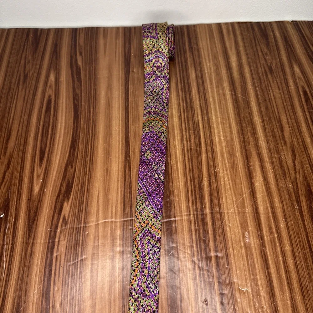 Brioni Silk Tie Green Purple Orange Abstract‎ Art Swirl 4